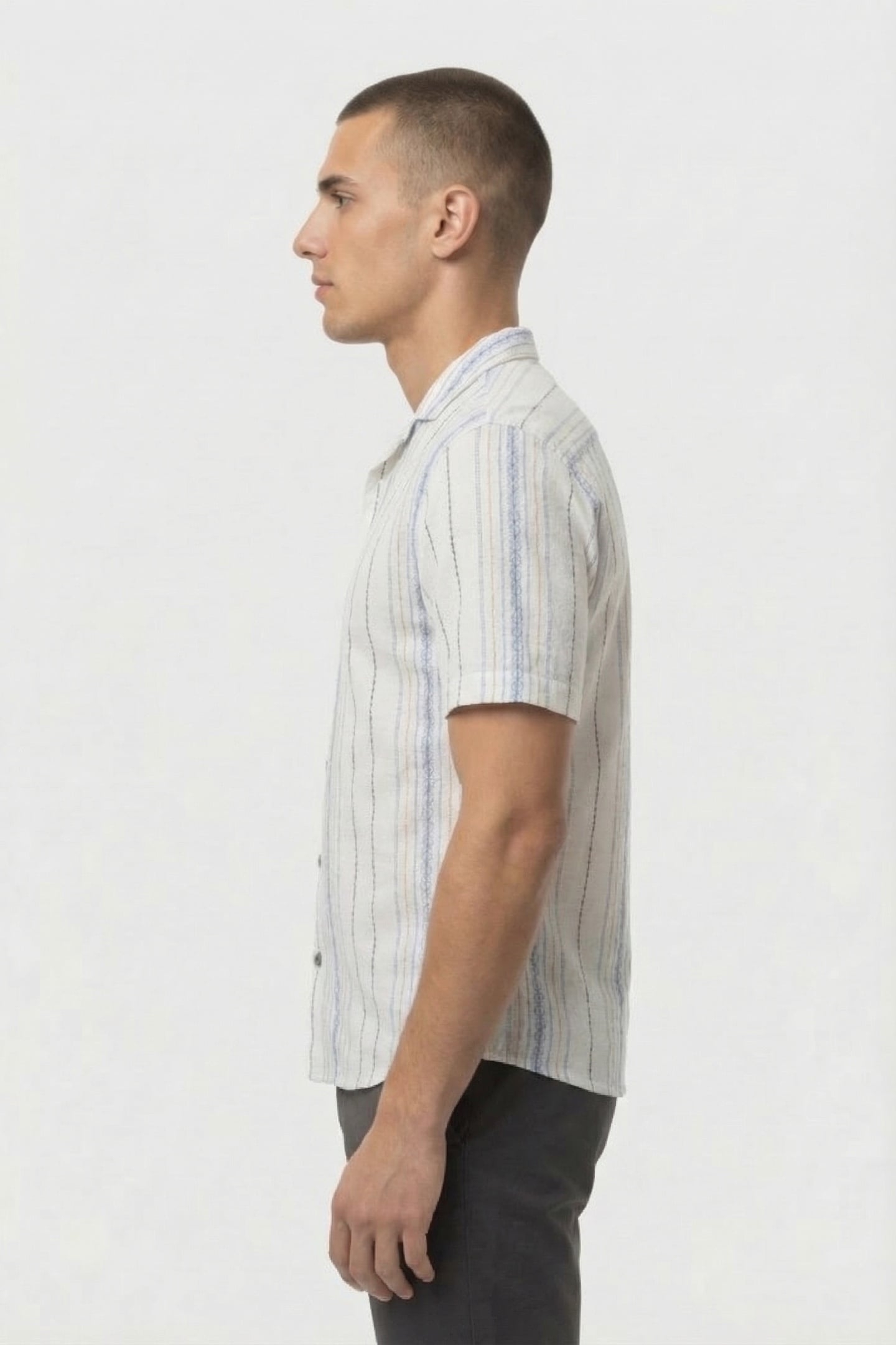 SHIRT SHORT SLEEVE REVERS COLLAR DOBBY VERTICAL EMBROIDERED 5