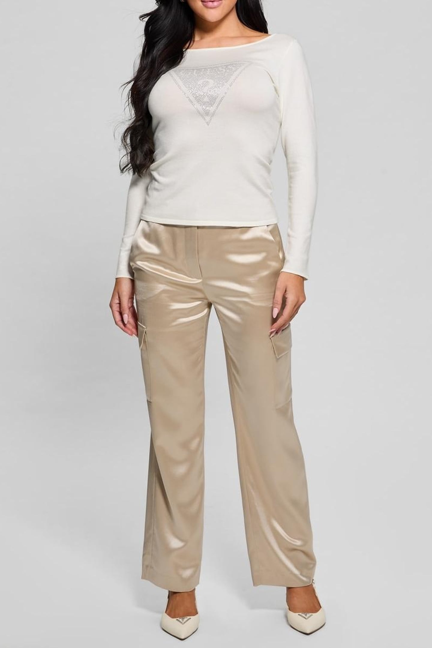 GUESS ECO LS TRIANGLE LOGO ELI DOVE WHITE 2