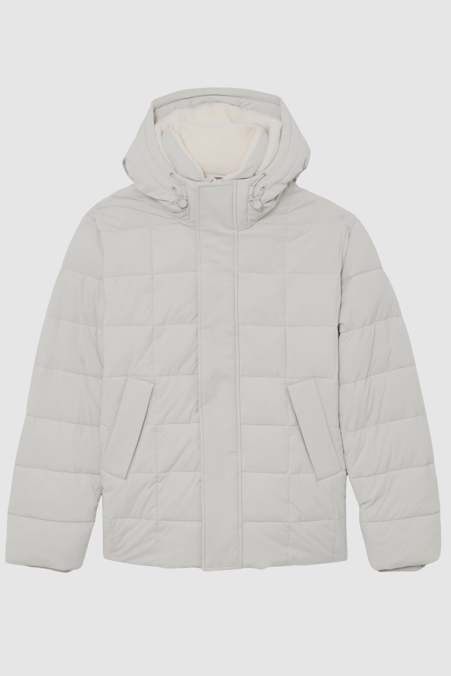 LS BORG LINED QUILTED PUFFER JACKET STONE 3