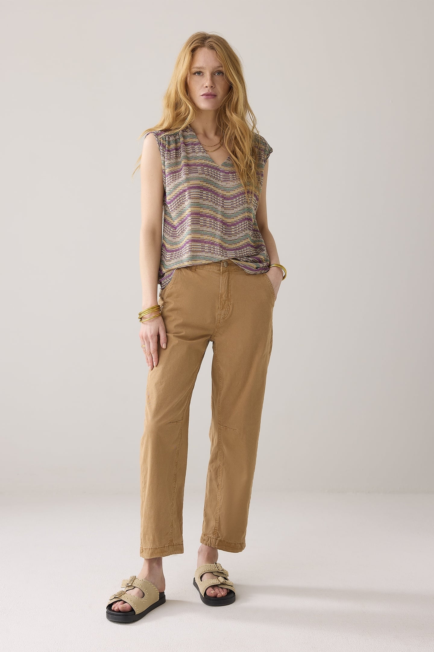 COCOON PANT LT ROUGH TWILL PEANUT 1