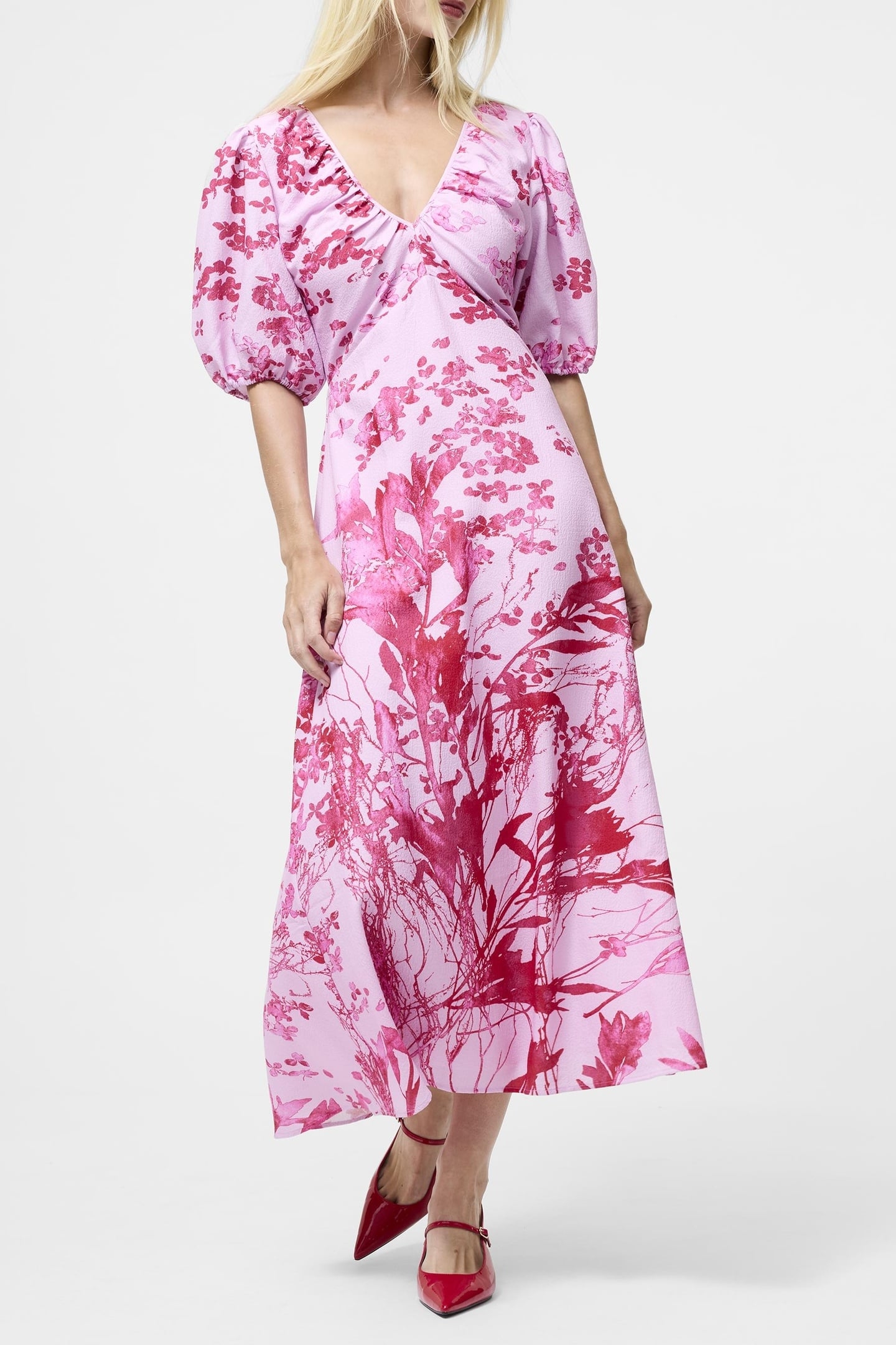 ISLA ODETTE TWIST NECK TEA DRS VIOLET PINK MULTI 1