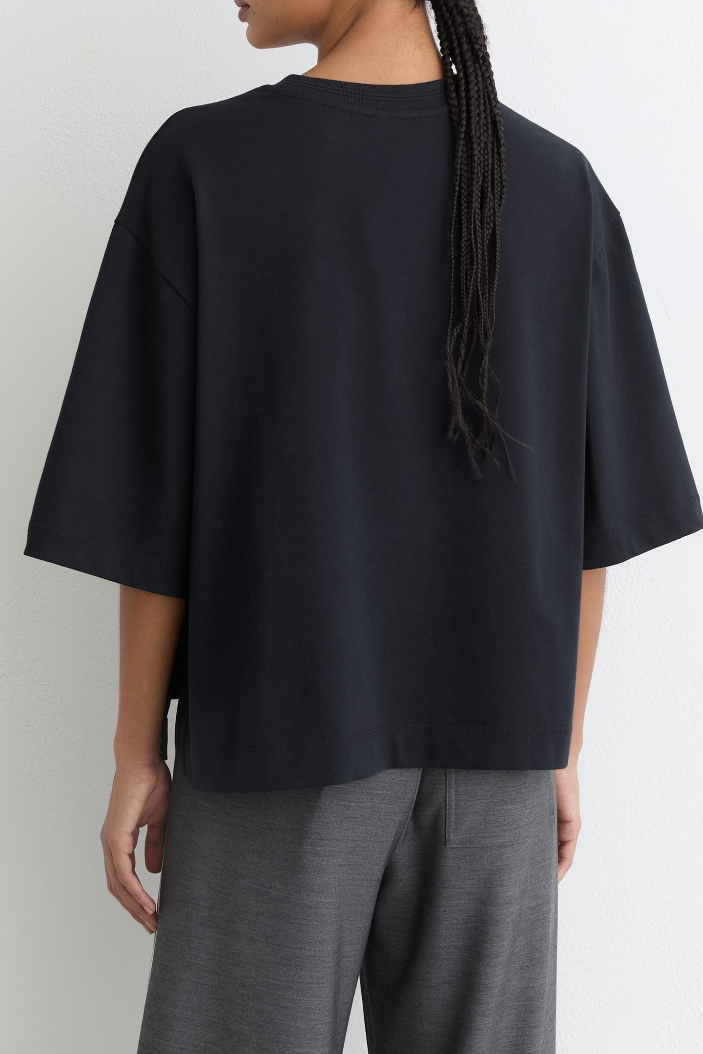 RIB NECK DETAIL T-SHIRT NAVY 3