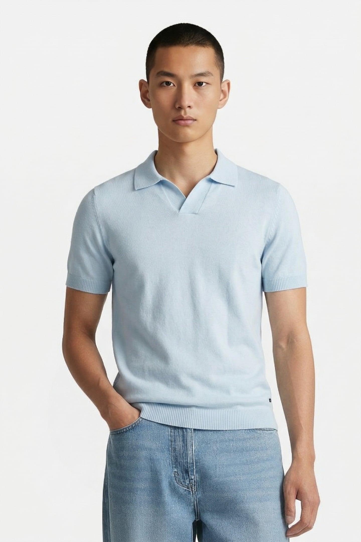 PULLOVER SHORT SLEEVE V-POLO SKY 1