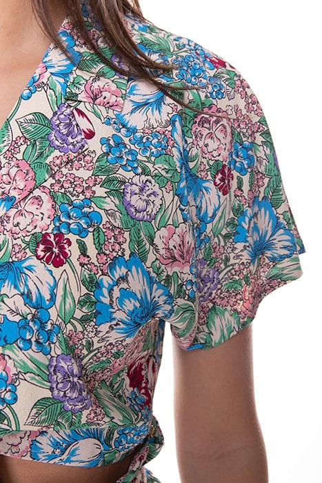 YLIA FLOWER SHORTSLEEVE KNOT BLOUSE WOMEN MULTICOLOR 2