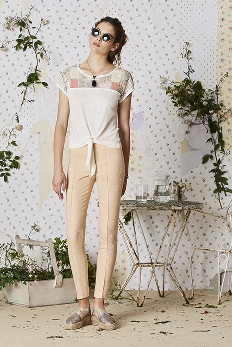 STRETCH JACQUARD TROUSERS SALMON 1