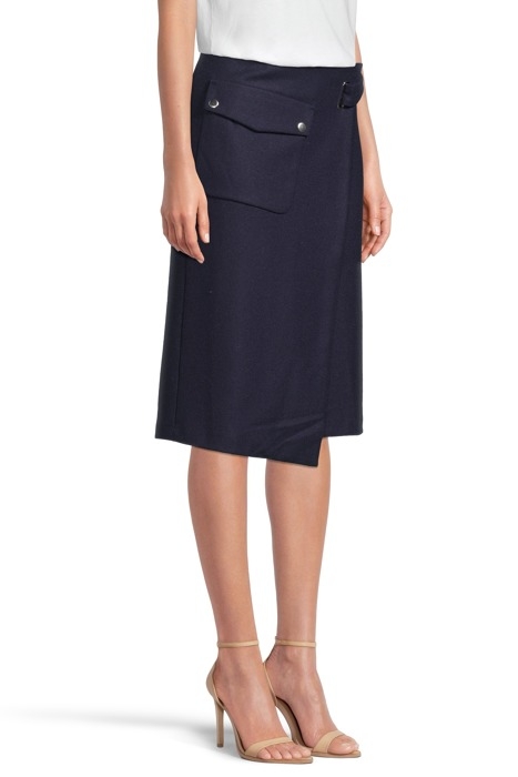 WRAP POCKET WOOL SKIRT NAVY 3