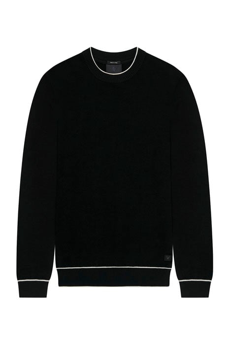 BLACK EAGLE TEXTURE KNIT CREW NECK JET BLACK 1