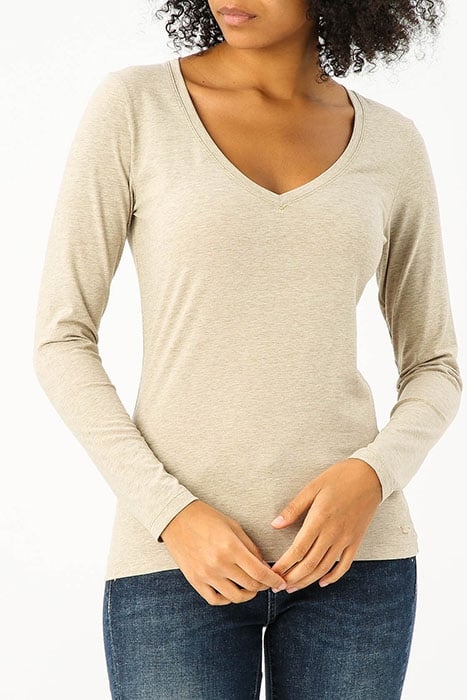 V-NECK T-SHIRT LS LUREX STITCH 1