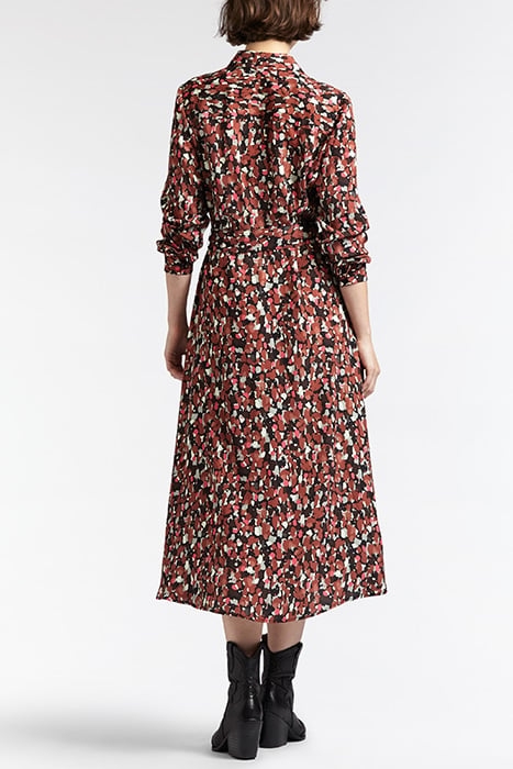 DRESS WOVEN LONG ON INDIAN SUMMER ON FULL CREPE COGNAC 2