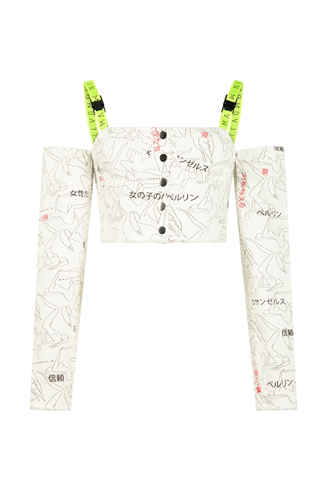 WOMEN'S DENIM CORSAGE TOP WITH LONG SLEEVES LADIES WITH FONT 1