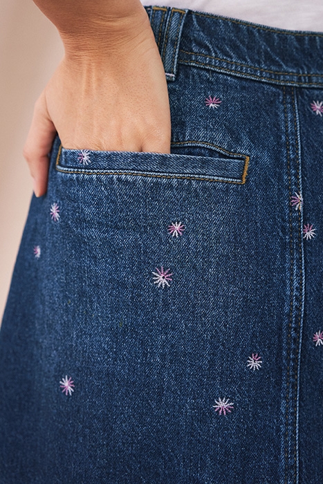 MELODY EMBROIDERED DENIM SKIRT MID DENIM 4
