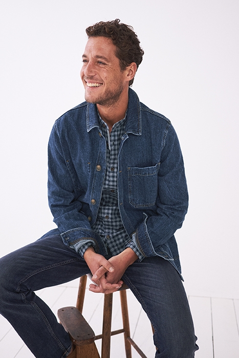 GORSE GRANDAD SLIM CHECK SHIRT DARK NAVY 4