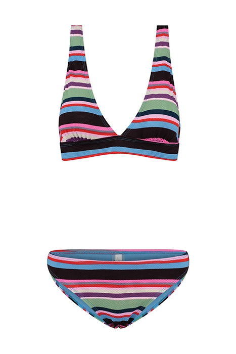 LADIES MOD STRIPE BOBBY TOP BIKINI MULTI COLOUR 1