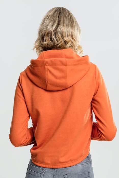 LADIES INTERLOCK SHORT HOODY RUST ORANGE 3