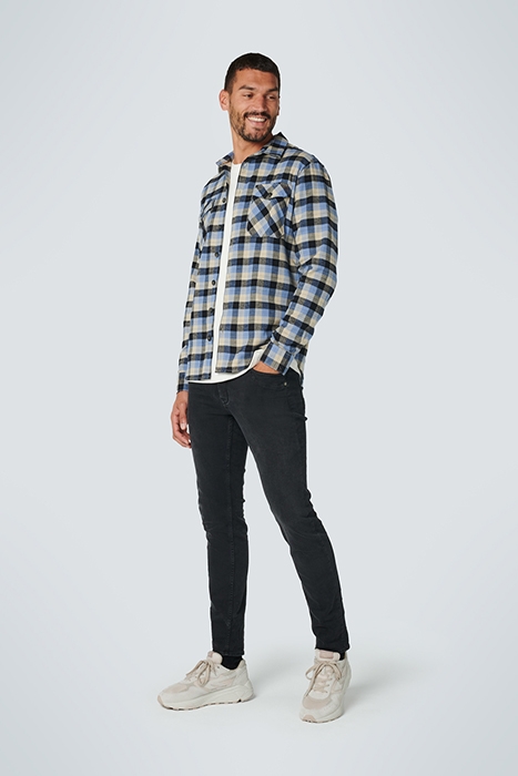 SHIRT STRETCH CHECK RESPONSIBLE CHOICE COTTON DUSTY BLUE 4