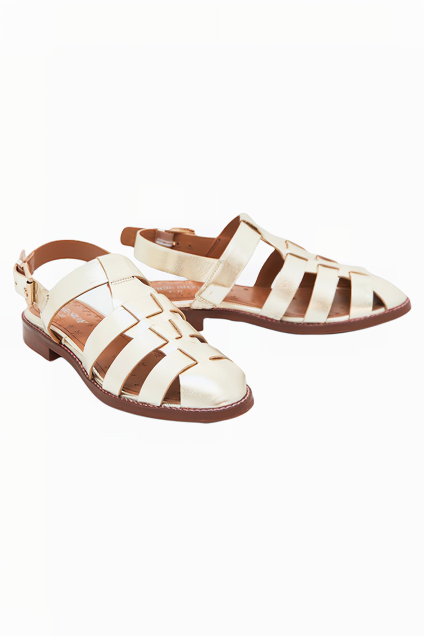 SLINGBACK FISHERMAN SHOES GOLD TONE METALLIC 2