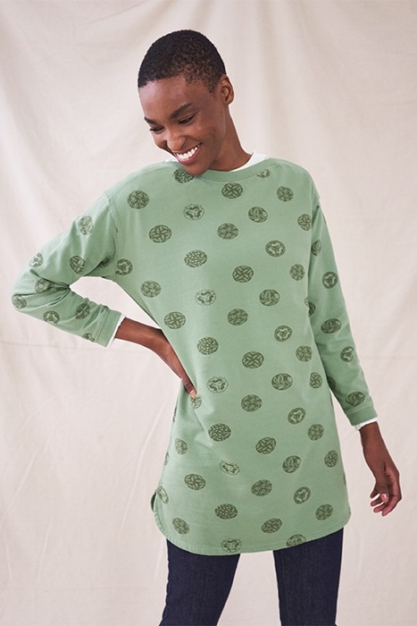 SPOT LOOP BACK TUNIC GREEN MULTI 2