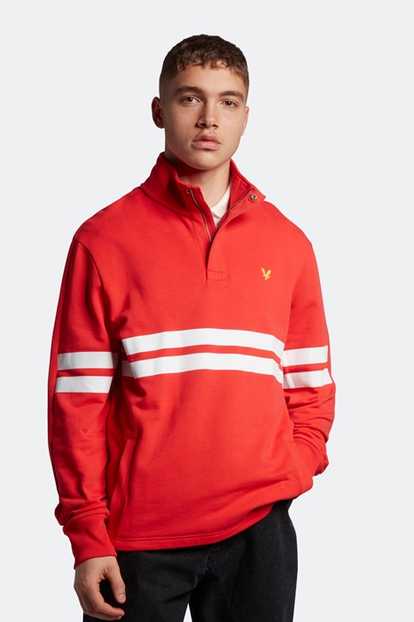 STRIPED FUNNEL NECK SWEAT FIRE RED 1