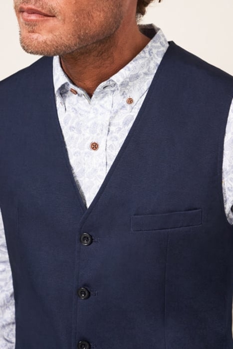 FOSS COTTON LINEN WAISTCOAT DARK NAVY 3