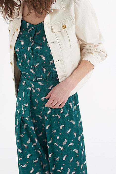 SEA GREEN PAISLEY HEART PRINT JUMPSUIT CASHMERE HEART 5