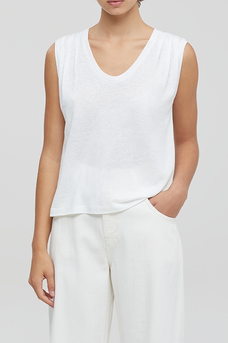 WOMEN PLEATED TANK TOP IVORY 1