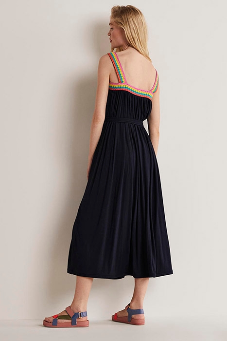 CROCHET TRIM JERSEY MAXI DRESS NAV 2