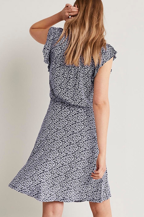 RUFFLE PRINTED MINI DRESS NVY 2