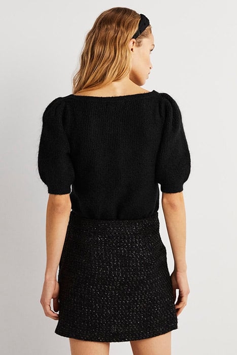 SQUARE NECK FLUFFY JUMPER BLK 2