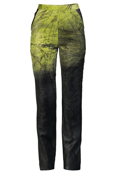 VELVET ABSTRACT SUIT PANTS GREEN 6