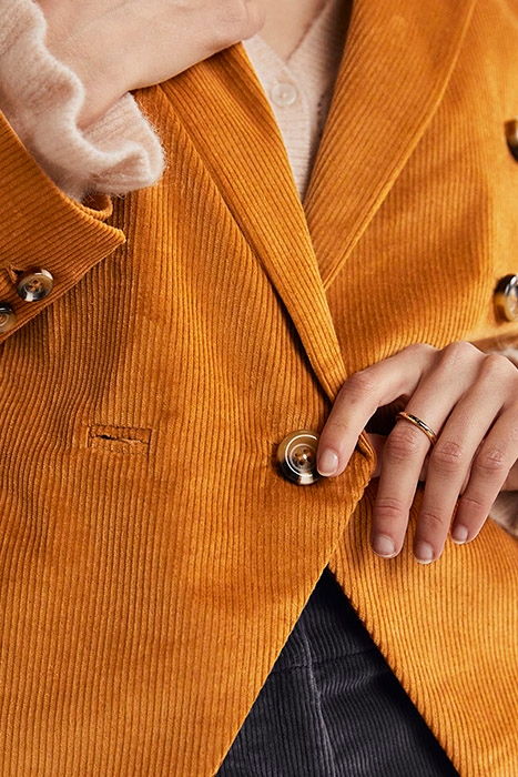 DOUBLE BREASTED CORD BLAZER BRN 4