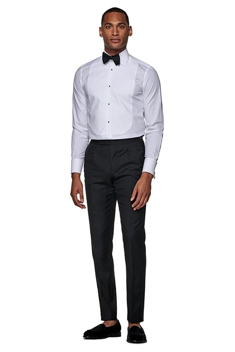 White Piqué Slim Fit Tuxedo Shirt 5