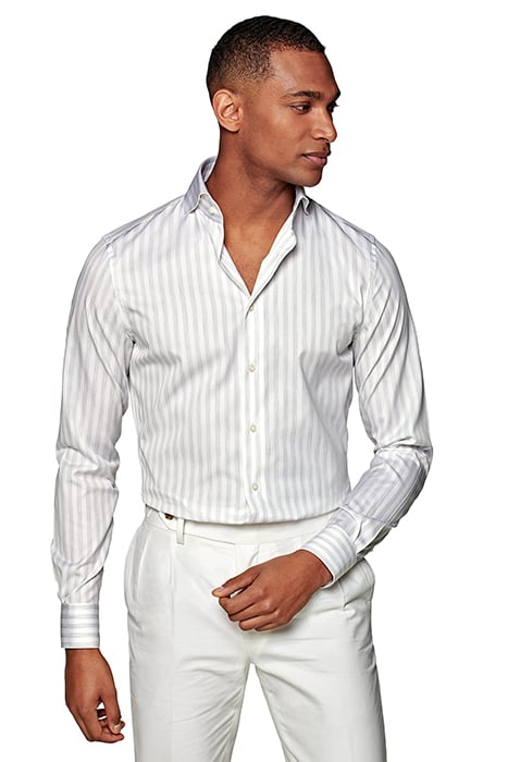 Light Grey Striped Extra Slim Fit Shirt 1