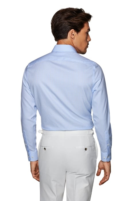 Light Blue Checked Slim Fit Shirt 3