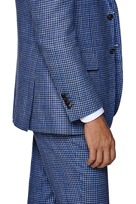 MID BLUE CHECKED THREE-PIECE LAZIO SUIT 8