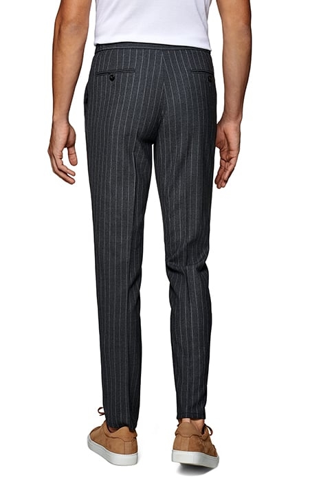 Mid Grey Striped Drawstring Ames Trousers 3