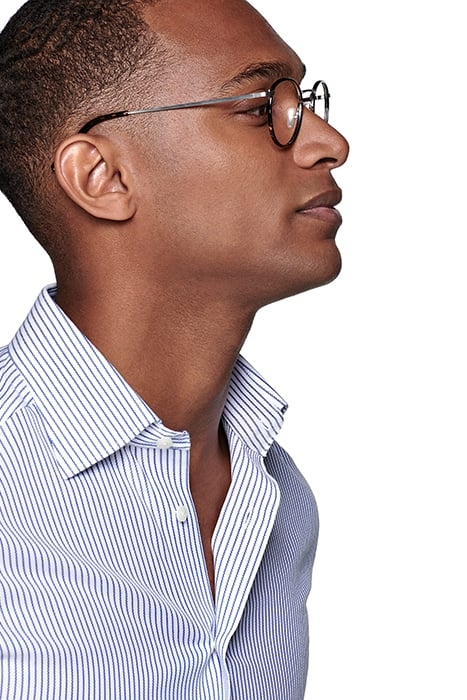 NAVY STRIPED OXFORD SLIM FIT SHIRT 5