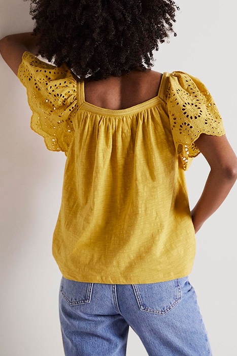 SQUARE NECK WOVEN SLEEVE TOP MUS 2