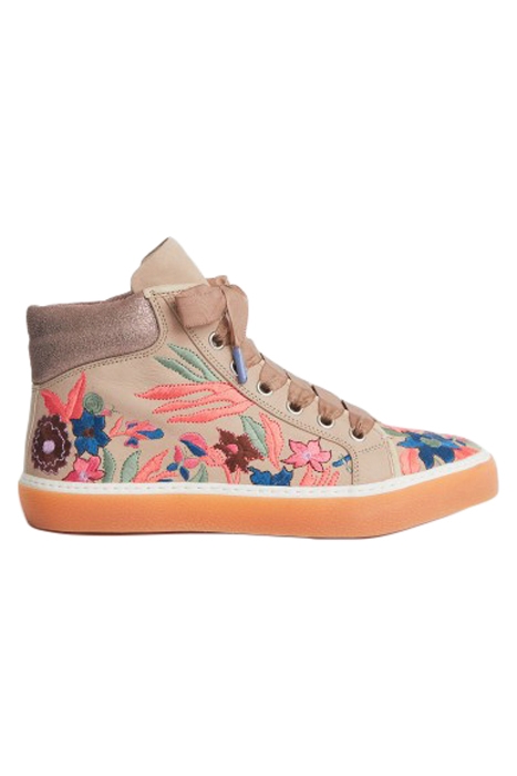 EMBROIDERED HIGH TOP TRAINER NAT 1