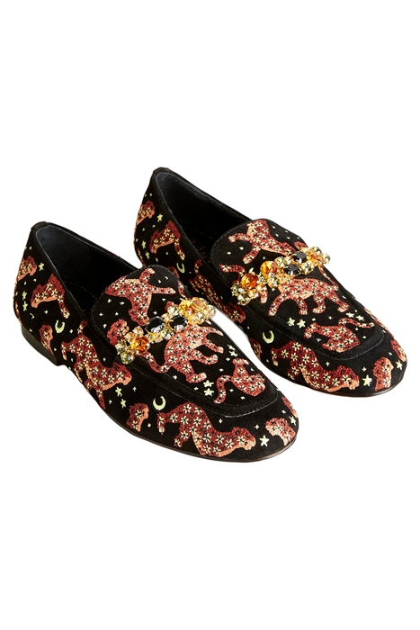 EMBELLISHED TRIM LOAFERS BLK 1