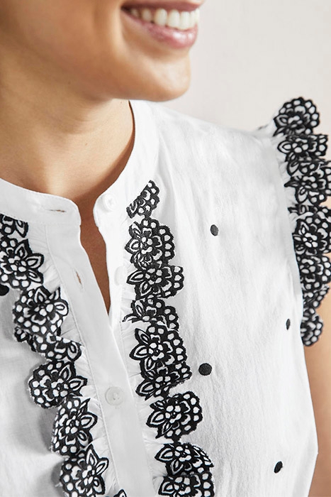 SLEEVELESS EMBROIDERED SHIRT WTH 3