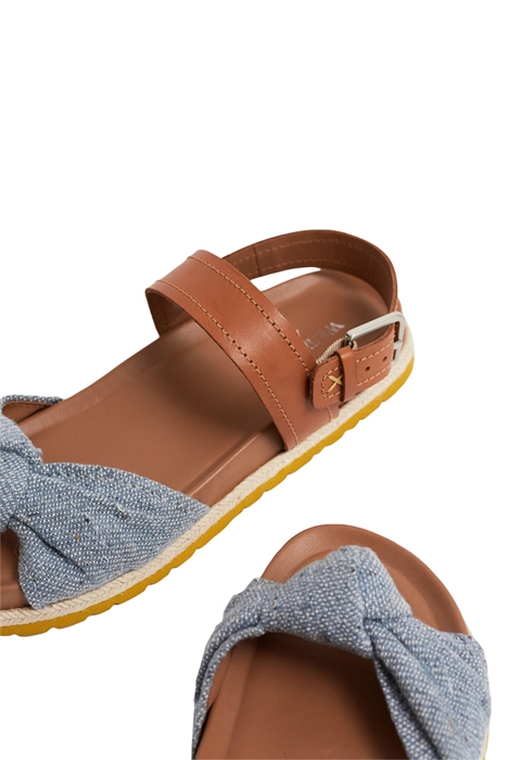 KNOT DETAIL LEATHER FLATFORM TAN 4