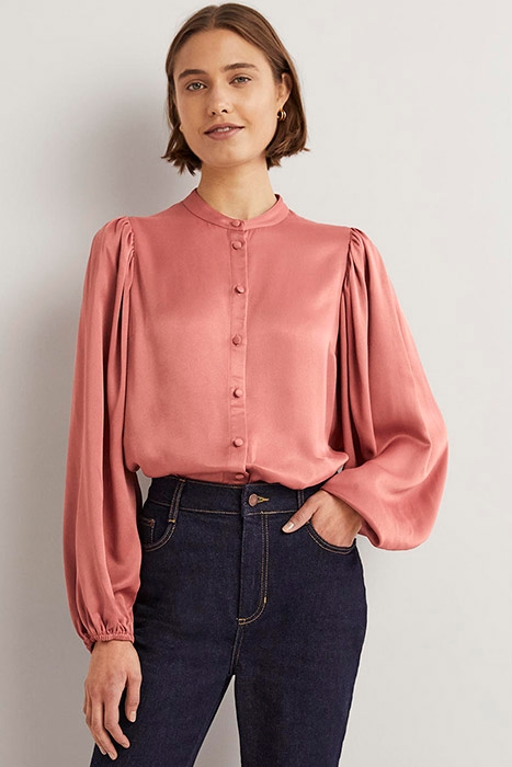 BLOUSON SLEEVE SATIN SHIRT ROS 1