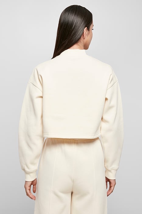 LADIES CROPPED OVERSIZED SWEAT HIGH NECK CREW WHITESAND 3