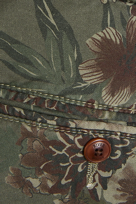 VINTAGE HIBISCUS PRINT SHORT GREEN 4