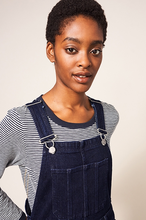 KELLY WIDE LEG DUNGAREE DK DENIM 3