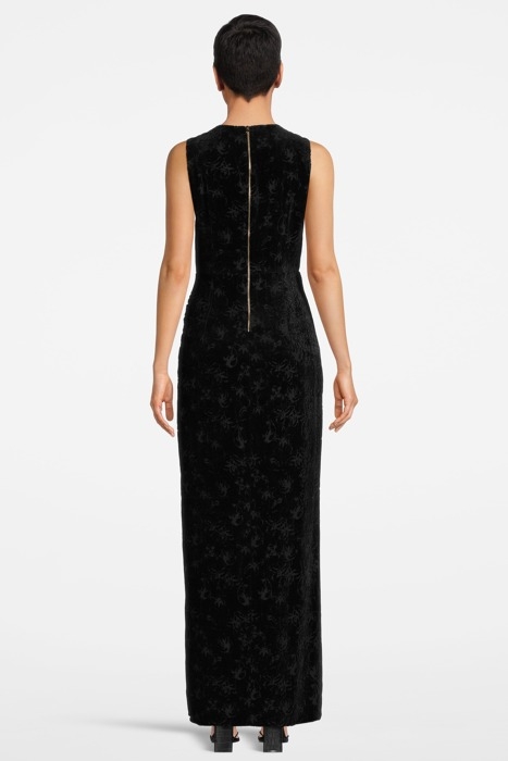 WOMEN‘S DRAPED VELVET DEVORÉE DRESS BLACK 099 2