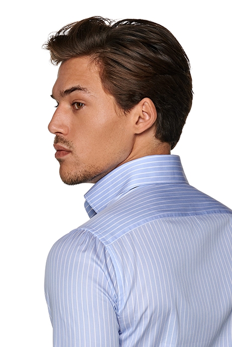 MID BLUE STRIPED POPLIN EXTRA SLIM FIT SHIRT 5