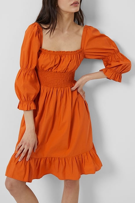 SINDEY COTTON SATIN DRESS BURNT ORANGE 2
