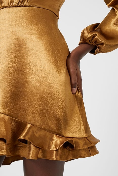 DENNEY SATIN LS VNCK DRESS GOLD BROWN 4