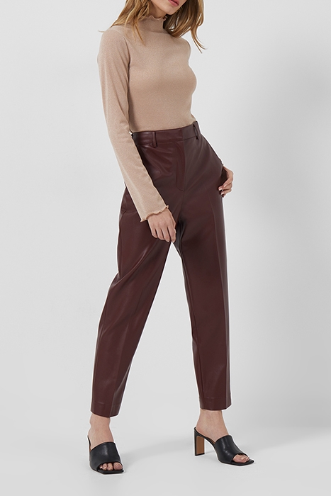 CROLENDA PU TAPERED TROUSER BITTER CHOCOLATE 5